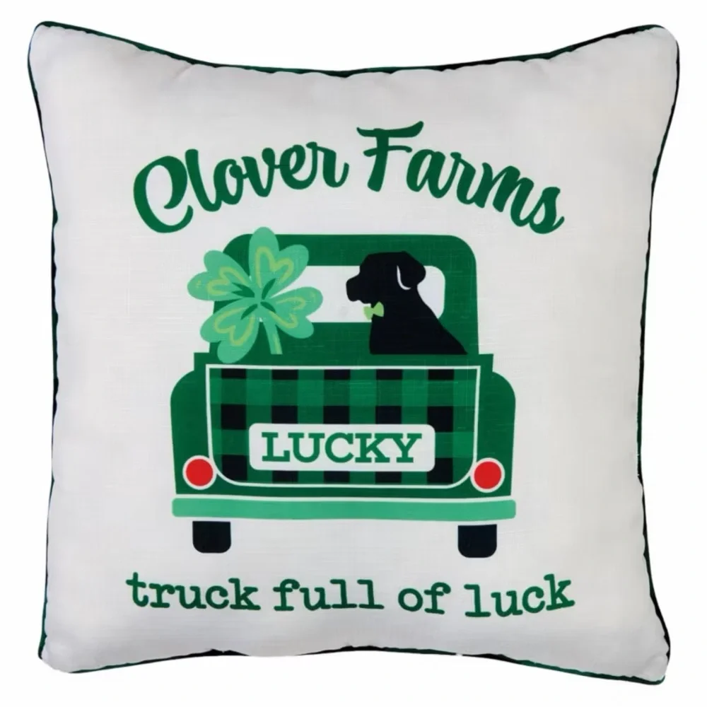 St. Patrick's Day Decor Pillow, Truck Full of Luck